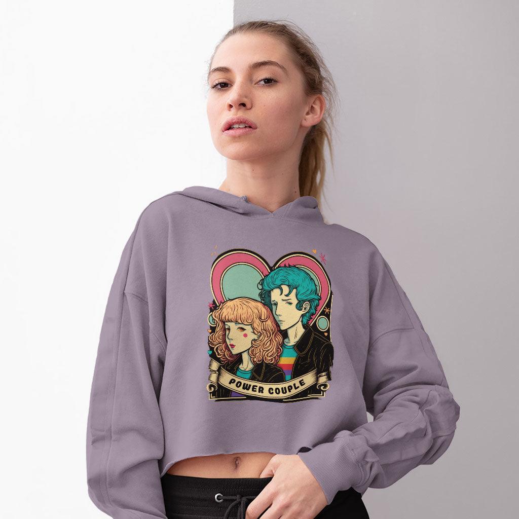 Power Couple Women's Cropped Hoodie - Love Cropped Hoodie - Art Hooded Sweatshirt - MRSLM