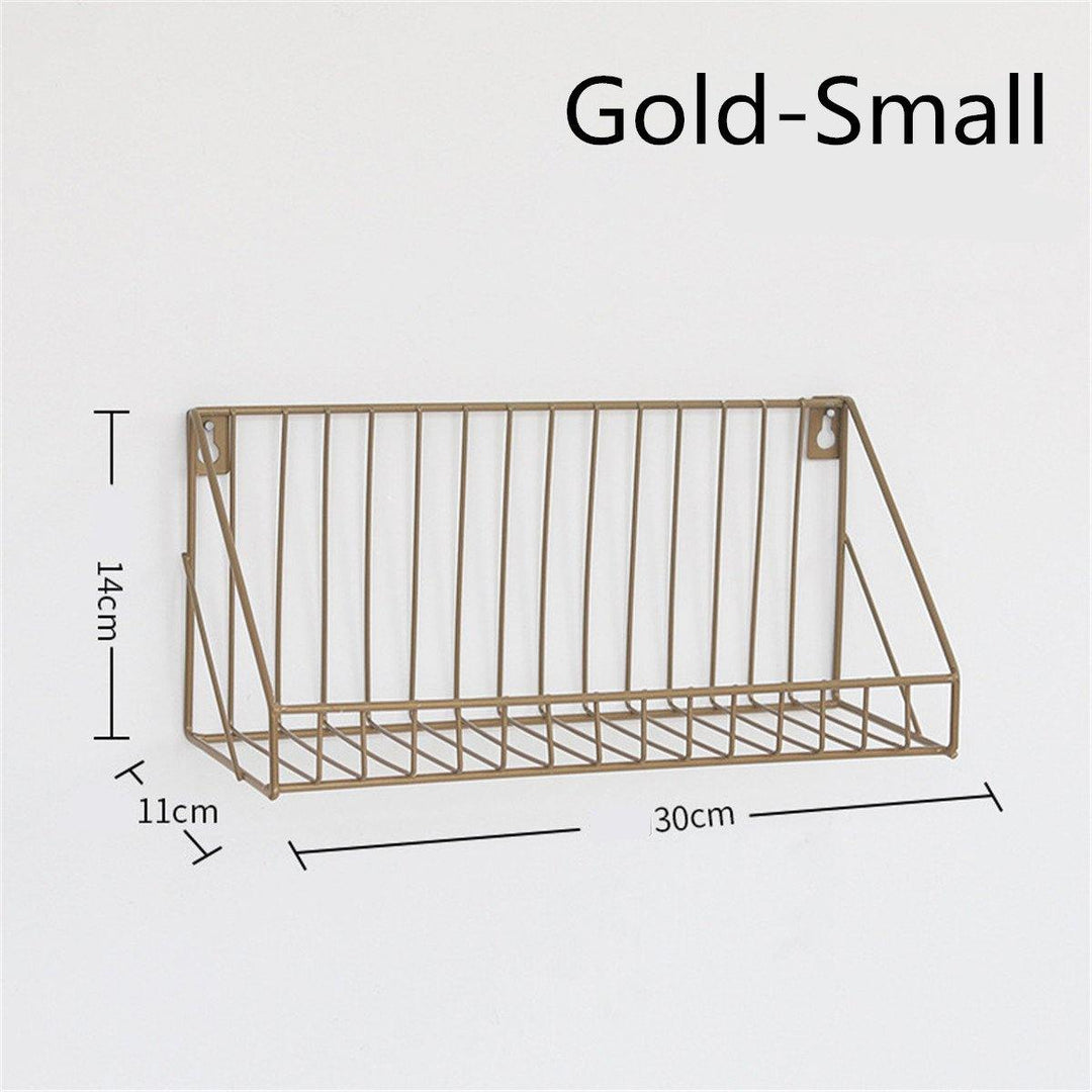 Iron Wall Shelf Mounted Storage Rack Organization Bedroom Kitchen Home Kid Room DIY Decoration Holder - MRSLM