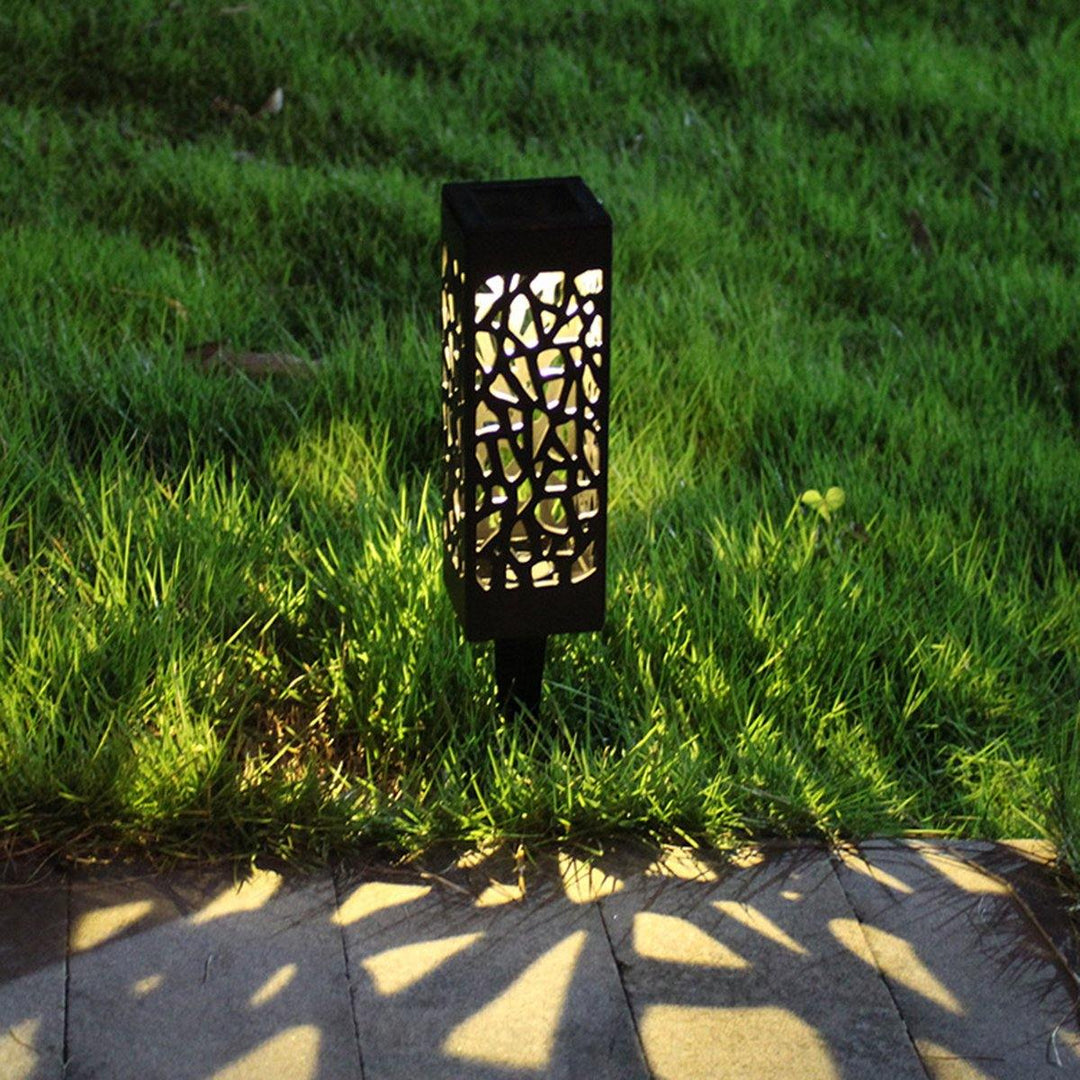 Solar Powered Outdoor LED Lawn Light Waterproof Hollow Garden Lamp Yard Path Decor - MRSLM