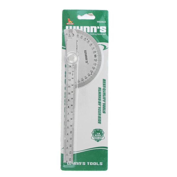 Wynns W0262A 90X150MM 180 Degree Stainless Steel Protractor Round Angle Ruler Tool - MRSLM