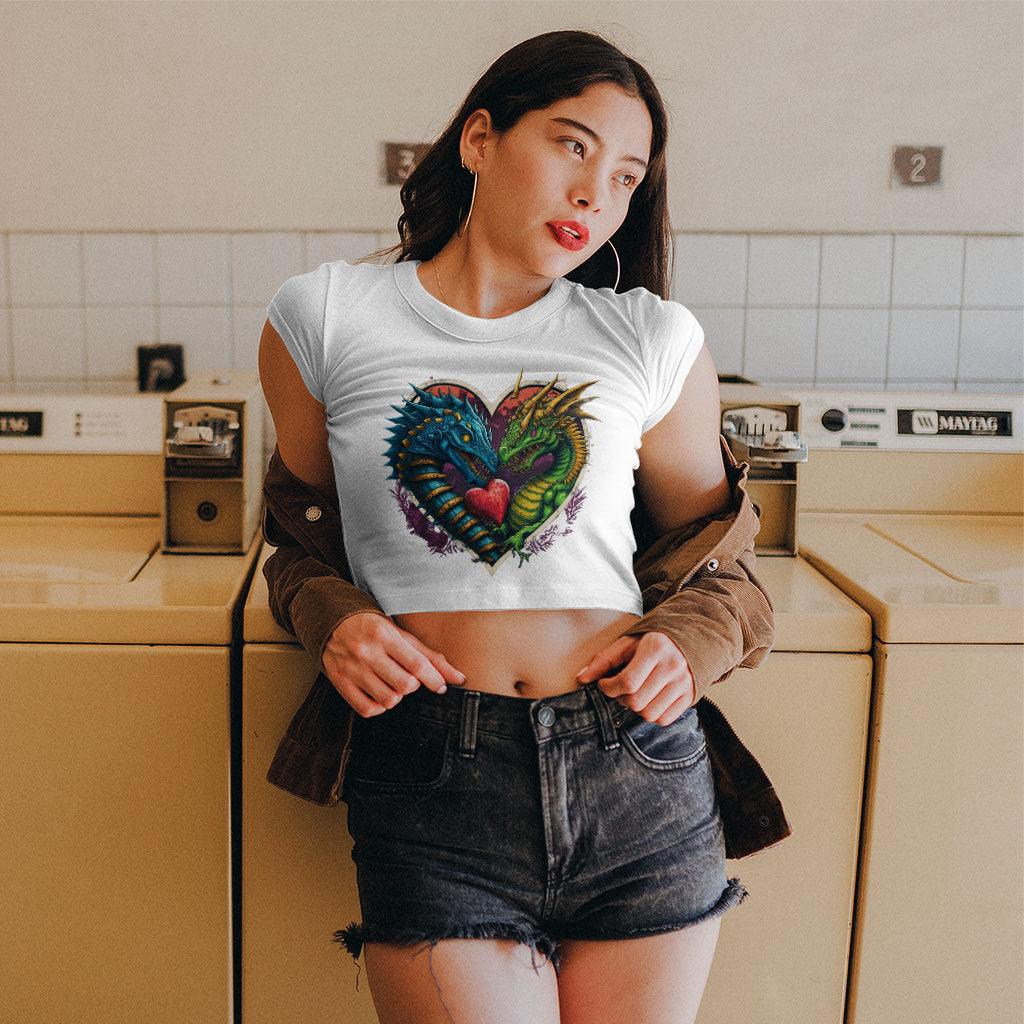 Animal Themed Women's Cropped T-Shirt - Dinosaur Graphic Crop Top - Colorful Cropped Tee - MRSLM