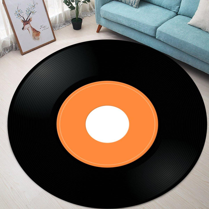 Vinyl Record Printed Soft Fabric Round Floor Mat Carpet Room Area Bedroom Rug Seat Cover Door Rugs - MRSLM