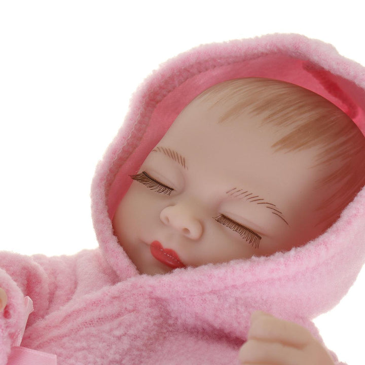 11'' Real Life Lifelike Reborn Baby Dolls Full Silicone Sleeping Pink Cloth Girl - MRSLM