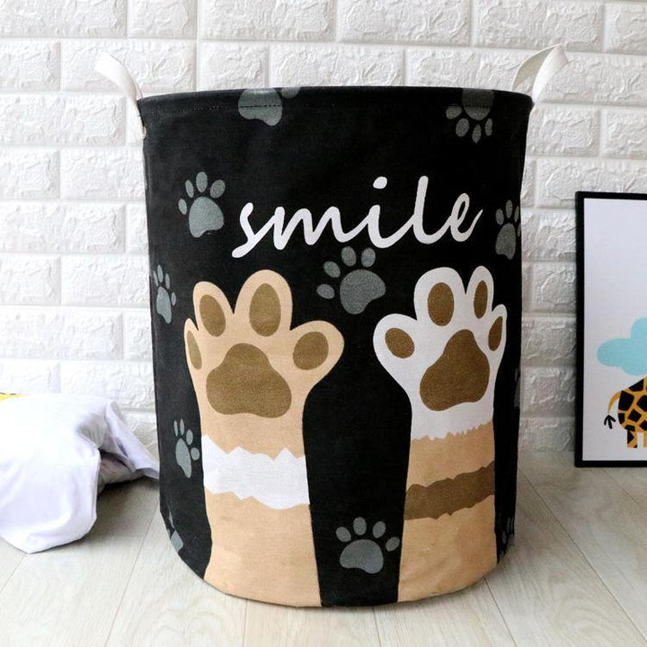 Dirty Clothes Storage Baskets Toy Storage Bucket Cartoon Folding Fabric Hamper Marble Laundry Basket - MRSLM