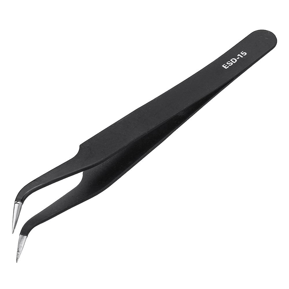 PARON Stainless Steel Anti-static Curved Straight Tip Forceps Precision Soldering Tweezer Electronic ESD Tweezers Tool ESD-10/ESD-11/ESD-12/ESD-13/ESD-14/ESD-15 - MRSLM