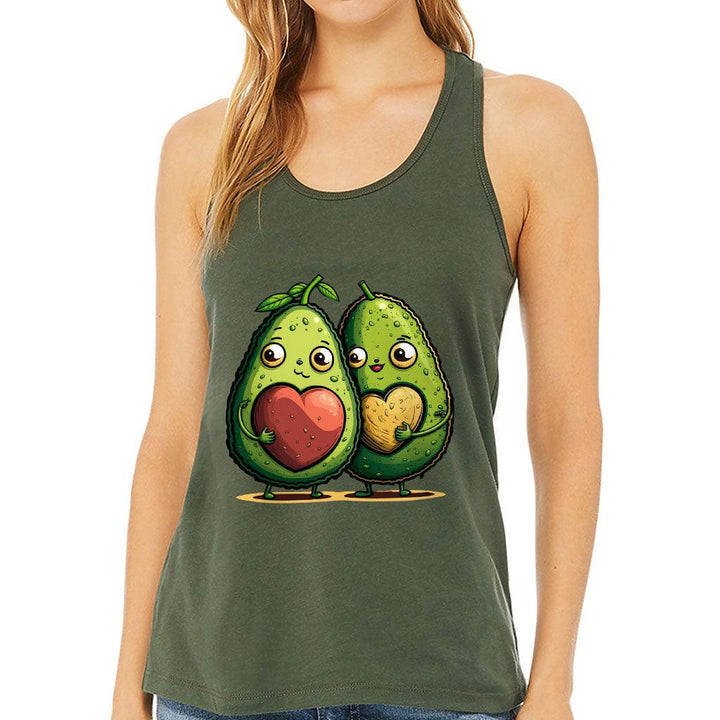 Avocado Women's Racerback Tank - Love Couple Tank Top - Graphic Workout Tank - MRSLM