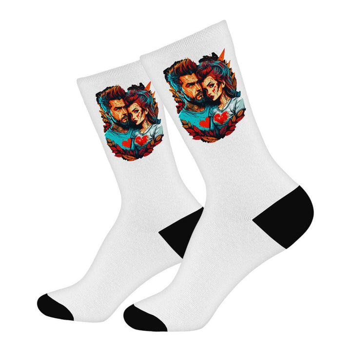 Romantic Shirt Socks - Bright Novelty Socks - Colorful Crew Socks - MRSLM