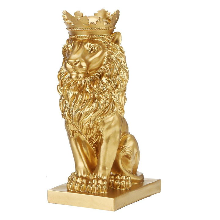 Nordic Style Crown Lion Statue Handicraft Decorations for Home Office Hotel Desk - MRSLM