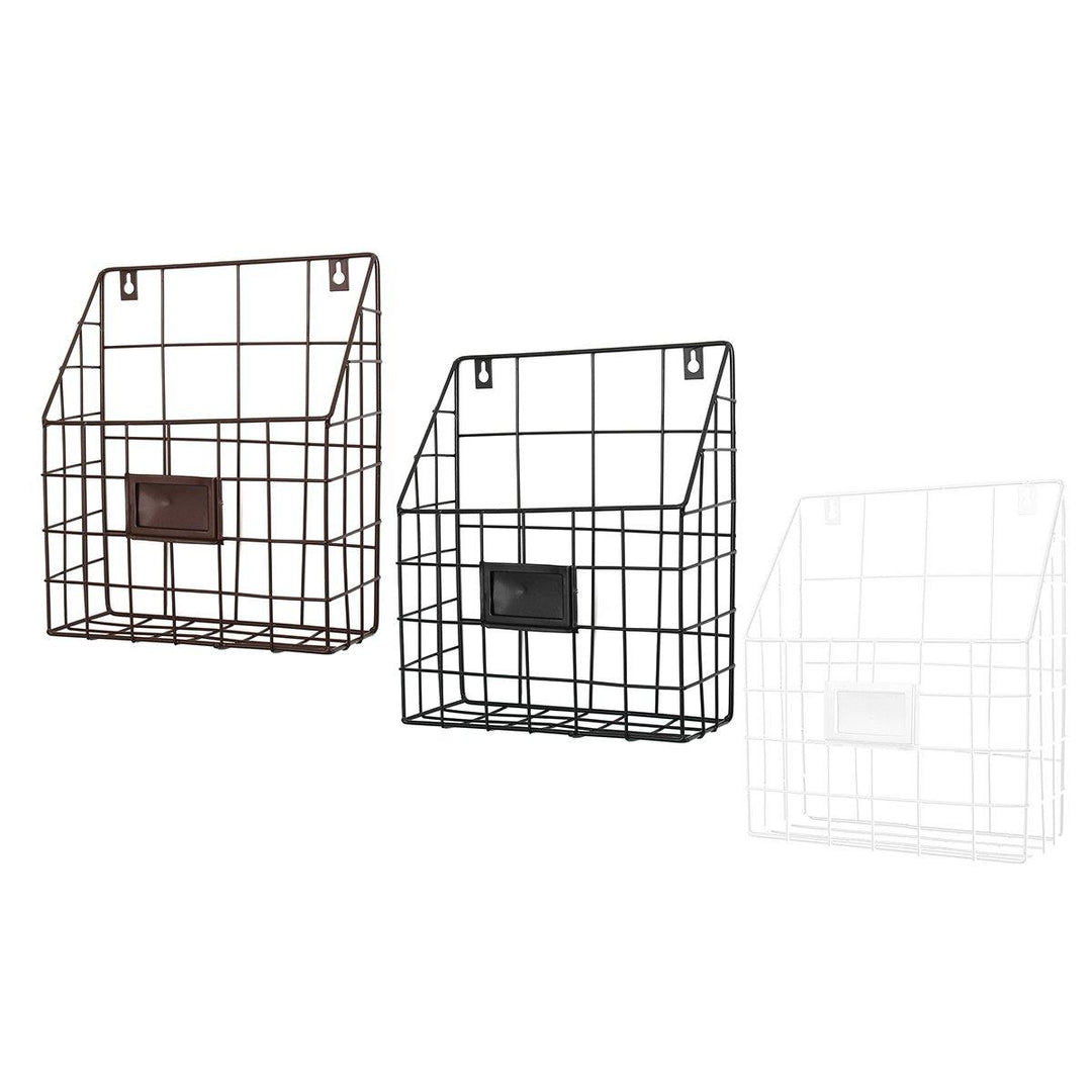 Modern Wire Magazine Newspaper Storage Baskets Wall Mounted Hanging Rack Post Organizer - MRSLM