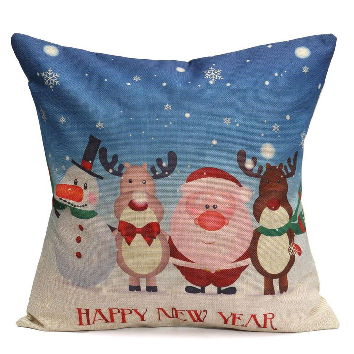 Christmas Santa Cotton Linen Pillow Case Cushion Cover Xmas Home Sofa Bed Decor - MRSLM