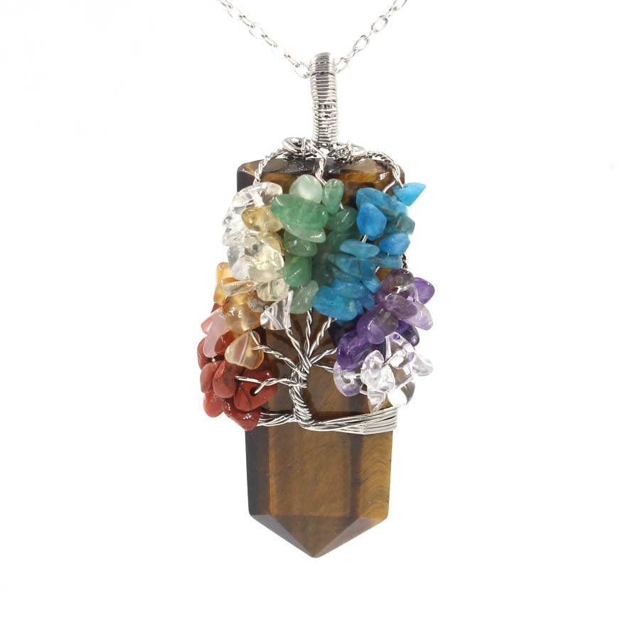 Crystal Column Tree Of Life Winding Pendant Necklace - MRSLM