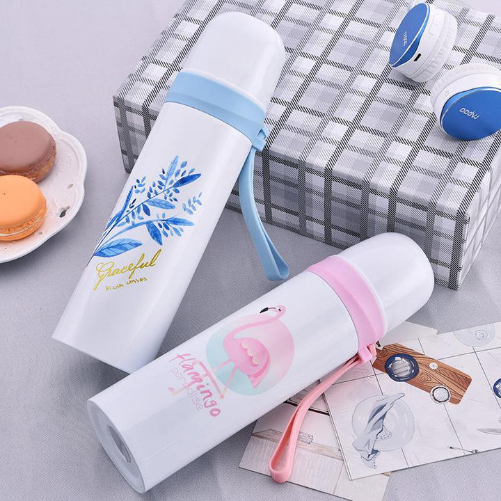 Flamingo Pattern Insulated Water Cup Portable Water Bottle Stainless Steel Material Bottle - MRSLM