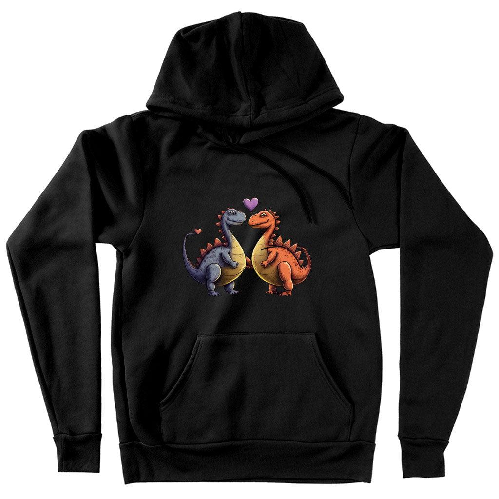 Love Couple Hooded Sweatshirt - Dinosaur Print Hoodie - Printed Hoodie - MRSLM