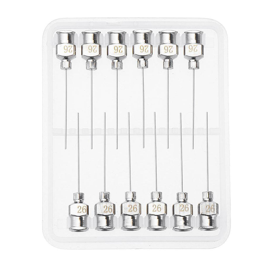 12Pcs/Set 1'' Stainless Steel Blunt Tip Dispensing Needle Luer Lock for Syringe Refilling and Measuring Liquid Industrial Glue Applicator - MRSLM