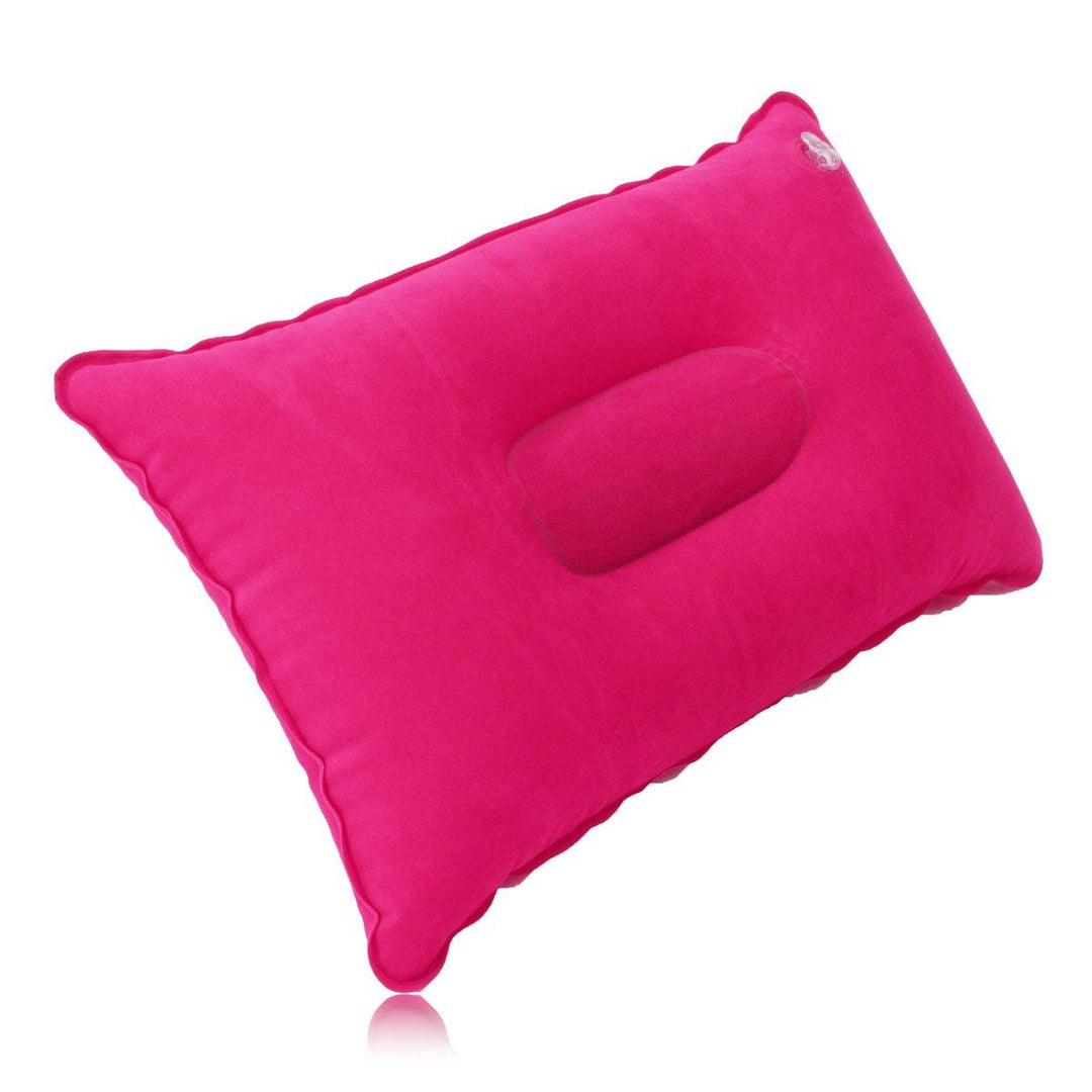 Folding Double Sided Inflatable Pillow Suede Fabric Cushion Camping Home Bedding Decor - MRSLM