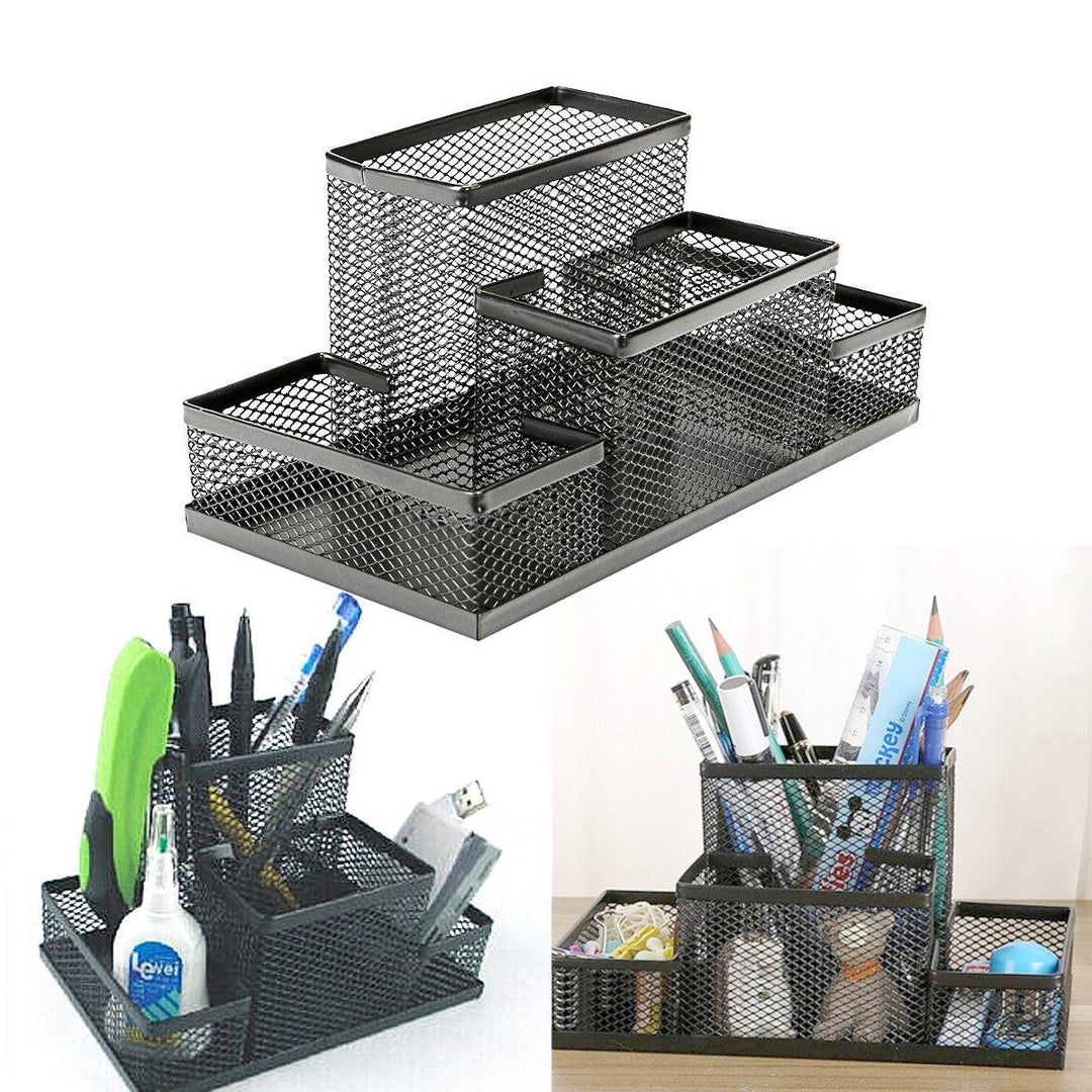 Black Mesh Style Pen Pencil Ruler Holder Desk Office Storage Box Stationery Container Box Office School Supplies - MRSLM