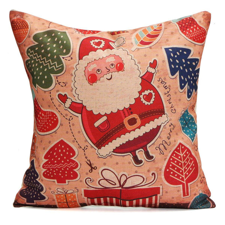 Christmas Santa Cotton Linen Pillow Case Cushion Cover Xmas Home Sofa Bed Decor - MRSLM