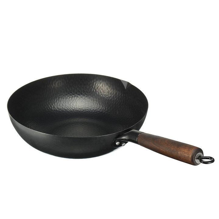 32cm Handmade Iron Non Stick Frying Pan Frypan Pot Kitchen Wok Skillet Cookware - MRSLM