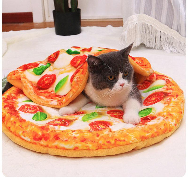 Delicious Pizza Fried Eggs Bacon Chinese Cabbage Pattern Pet Mat Round Cat Puppy Bed Blanket Dog Mat Pet Cat Sleeping Beds Nest - MRSLM