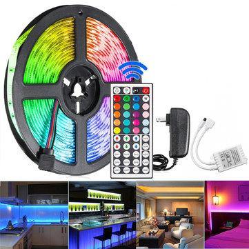 5M 300 LED Strip Light Waterproof String Lamp 12V 2835 SMD RGB +24/44Keys IR Controller+US Power Adaptor - MRSLM