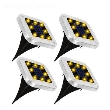 4PCS Solar Powered LED Lawn Light Square Buried Inground Recessed Lamp for Garden Outdoor Deck Path - MRSLM