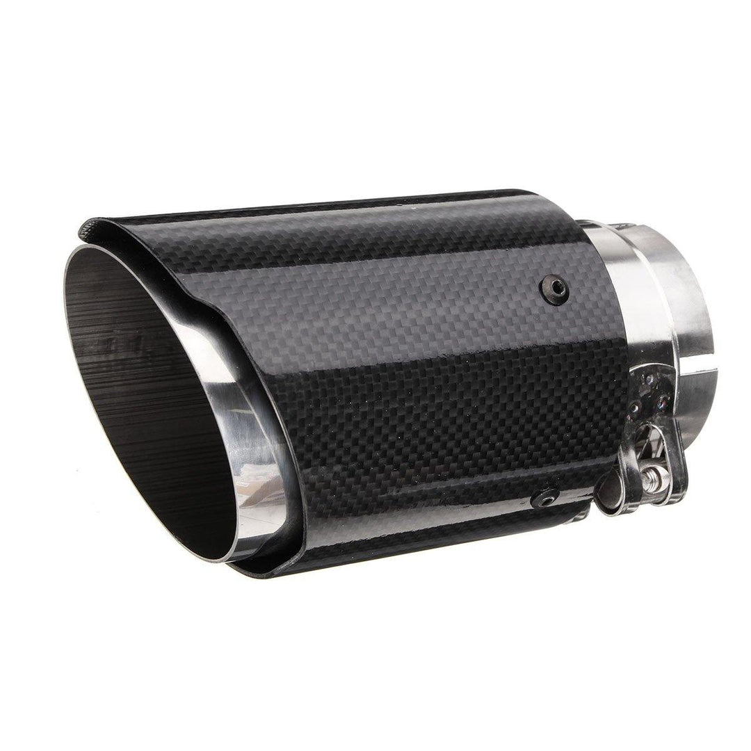 66mm 89mm Carbon Fiber Black Universal Car Exhaust Tips Muffler Pipe Tail End - MRSLM