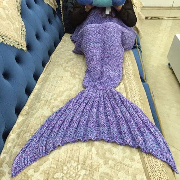 Honana WX-37 180x90cm Knitting Mermaid Tail Blanket Home Office Acrylic Fibers Warm Soft Sleep Bag - MRSLM