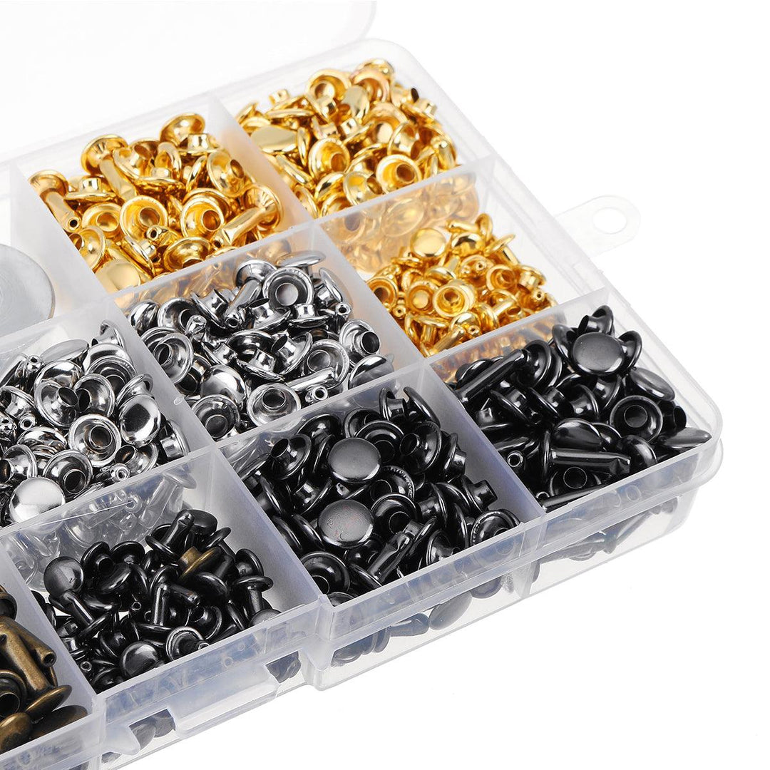 480Pcs Double Cap Rivet Tool Kit Metal Studs Hat Bag Leather Clothes Craft - MRSLM