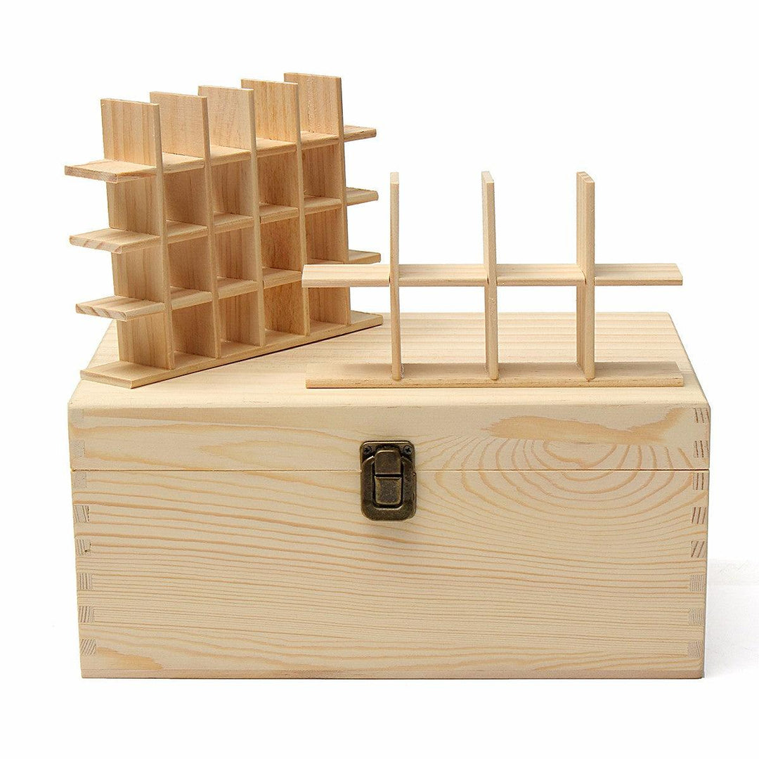 32 Grids Wooden Bottles Box Storage for Essential Oil 5-100ml - MRSLM