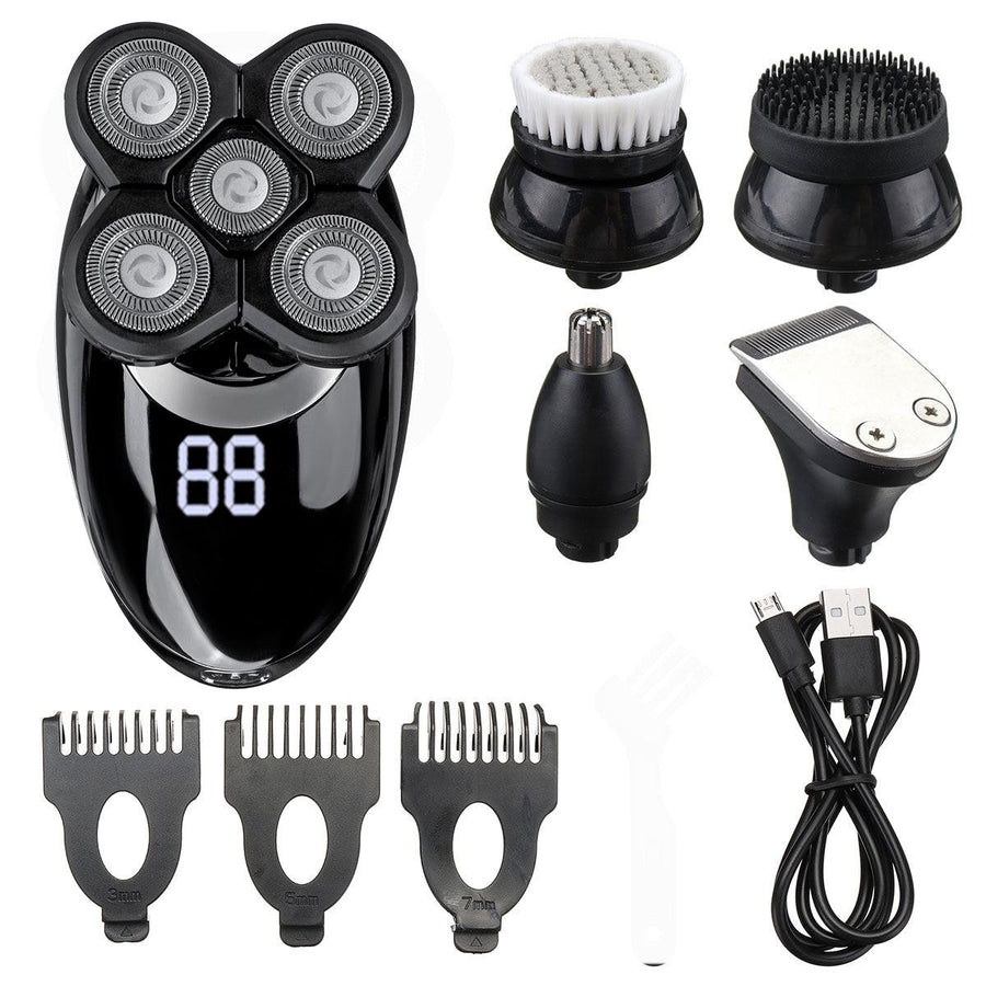 Black Gray Shaver Digital Display Five Blade Electric Shaver Rechargeable Shaver & Razor - MRSLM