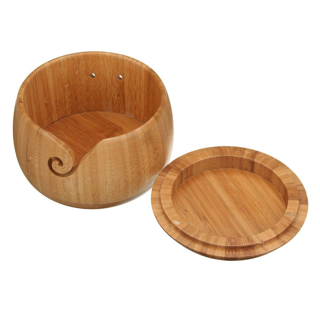 Wooden Bamboo Yarn Bowl Holder & Cover For Skeins Knitting Crochet Home Decorations - MRSLM