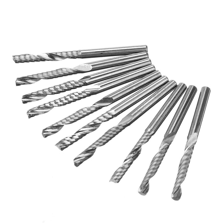 10pcs 3.175mm Shank 22mm Single Flute Spiral Milling Cutter for Engraving Machine - MRSLM