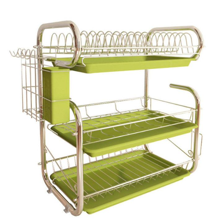 3 Tiers Kitchen Storage Dish Drainer Rack Cutlery Drying Holder Drainer Tray - MRSLM