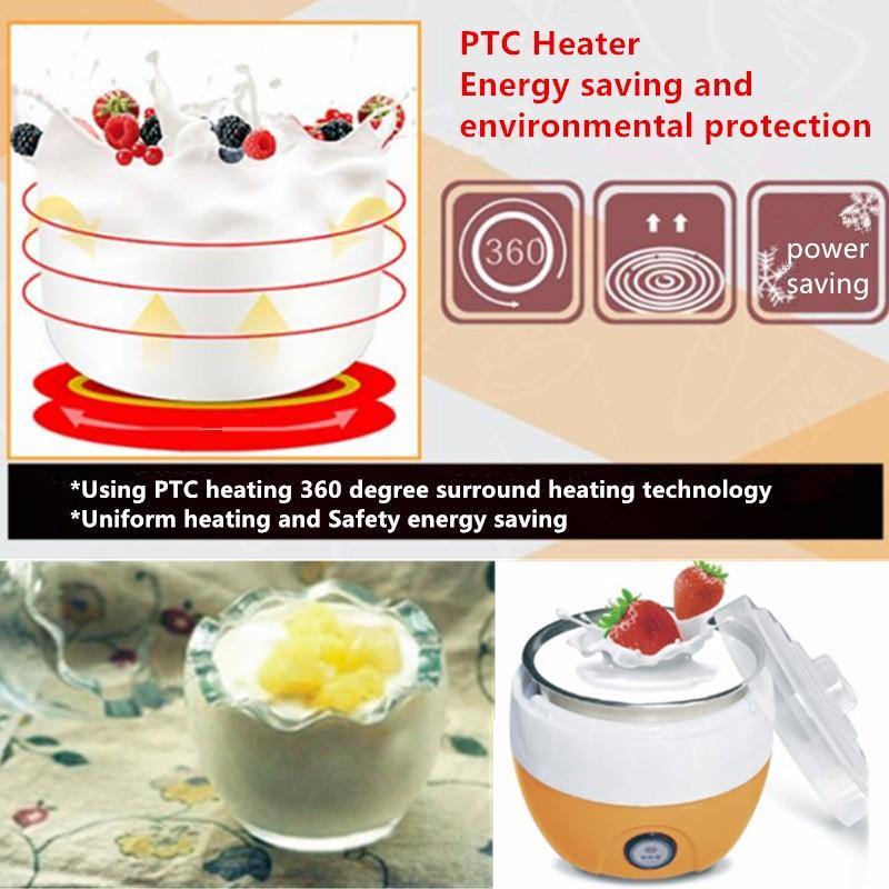 220V Stainless Steel Automatic Yogurt Maker DIY Yoghurt Container Kitchen DIY Appliance - MRSLM