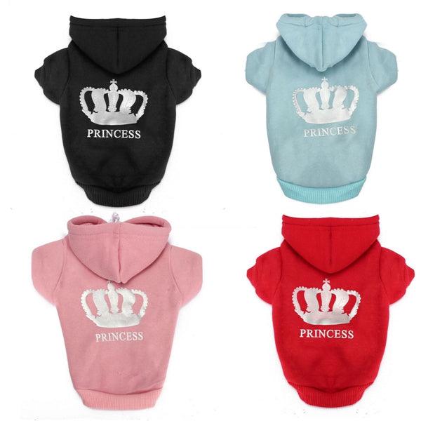 XS To XXXL Winter Pets Dog Princess Crown Printed Clothes Puppy Cat Hoodie Warm Coat - MRSLM