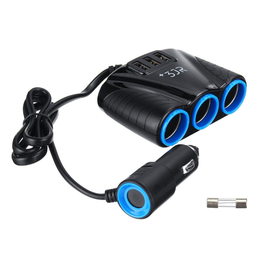 3 in 1 Triple Socket Vehicle Charger Car Lighter Adapter Power Plug USB Port - MRSLM