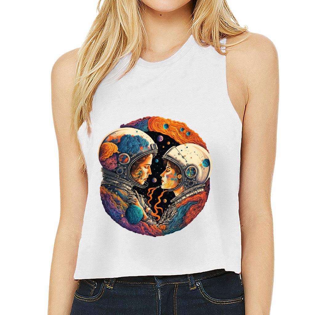 Love Astronaut Racerback Cropped Tank - Fantasy Women's Tank - Art Tank Top - MRSLM