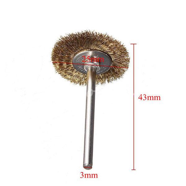 10pcs 3mm Shank Brass Wire Wheel Brushes for Dremel Rotary Tool - MRSLM