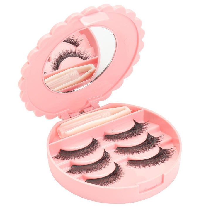 False Eyelash Set Fake Eyelashes Small Mirror Storage Box with Glue Tweezers - MRSLM