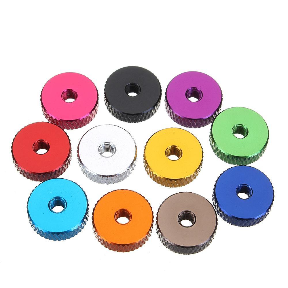 Suleve M3AN11 10Pcs M3 Manual Knurled Thumb Screw Nut Spacer Flat Washer Aluminum Alloy Multicolor - MRSLM