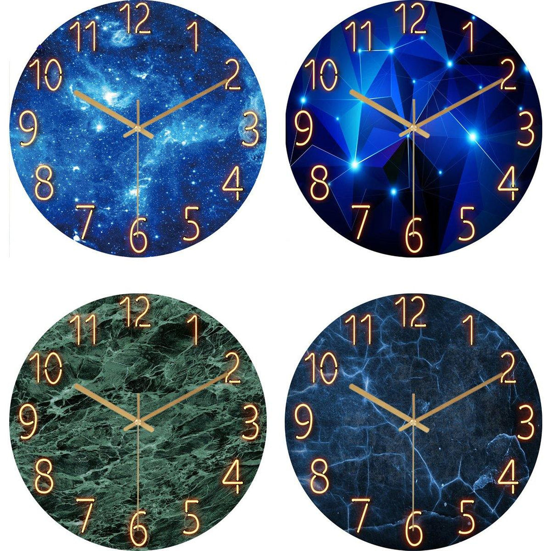 12 Inch Fashion Glass Quartz Clock Home Living Quiet Silent Simple Clock - MRSLM