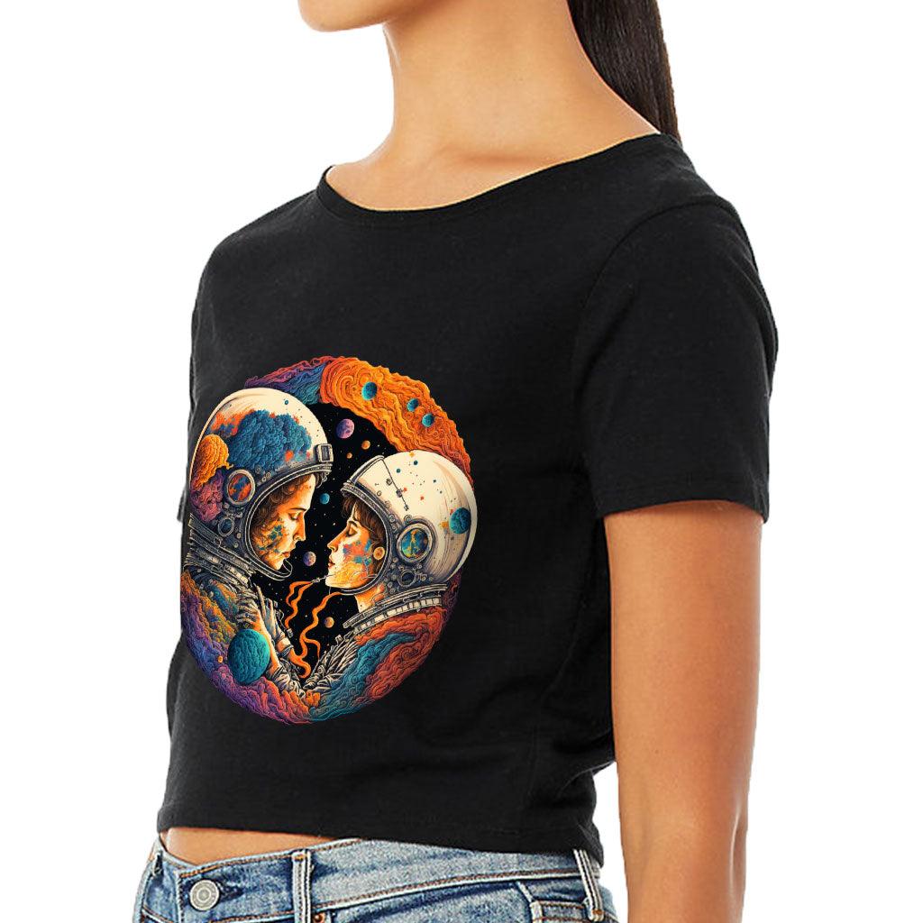 Love Astronaut Women's Cropped T-Shirt - Fantasy Crop Top - Art Cropped Tee - MRSLM