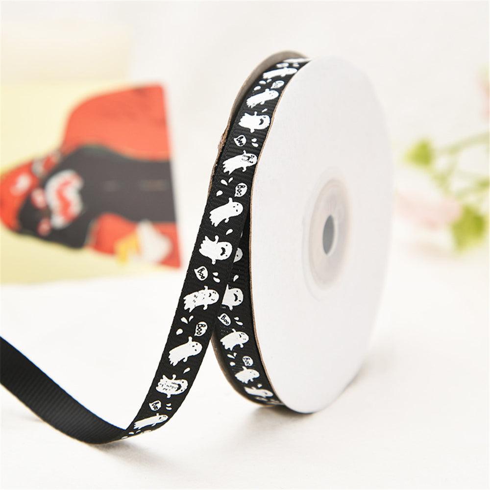 25 Yards 1cm Halloween Grosgrain Ribbon Printed Ribbons Polyester Ribbon For Wedding Christmas Decoration DIY Handmade - MRSLM