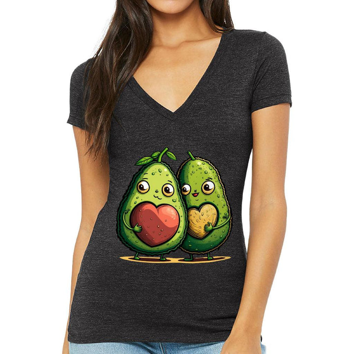 Avocado Women's V-Neck T-Shirt - Love Couple V-Neck Tee - Graphic T-Shirt - MRSLM