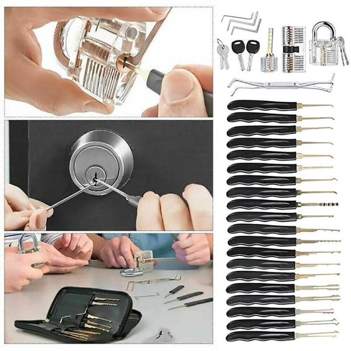 15Pcs/24Pcs Lock Unlocking Picking Tool Set With 3 Transparent Practice Training Lock - MRSLM