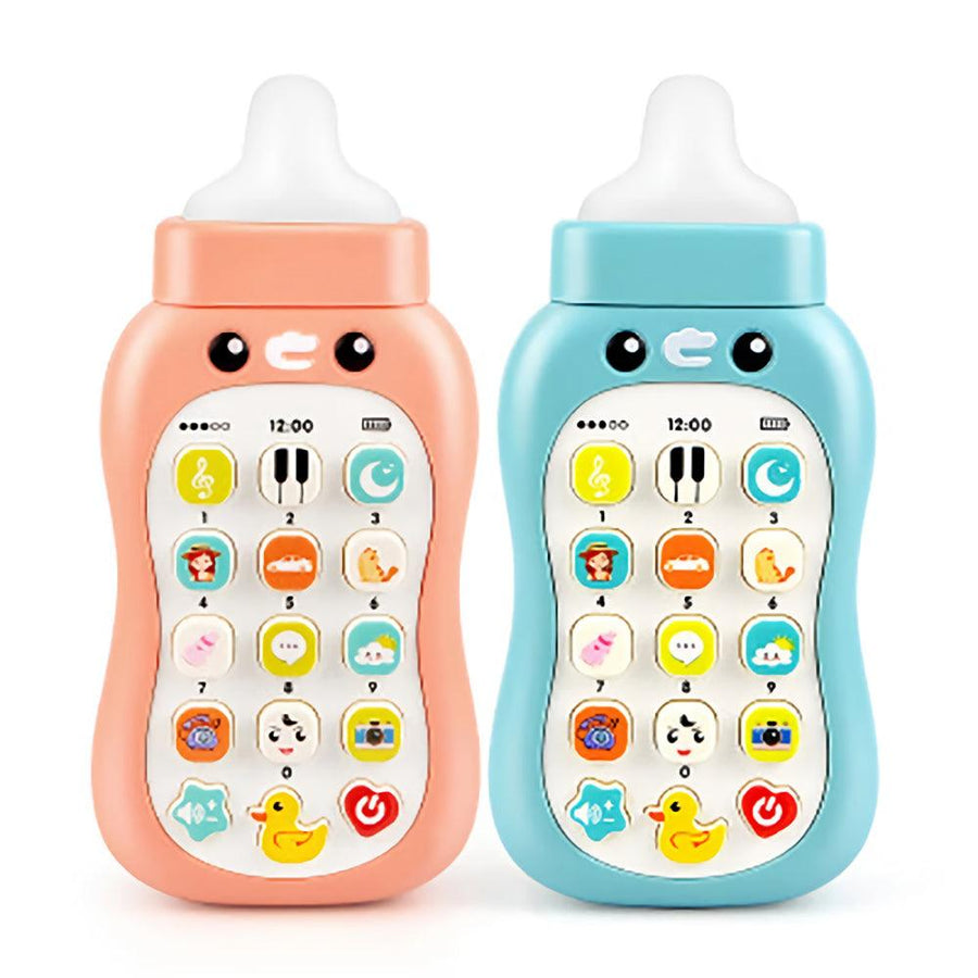 Baby Pacifier Simulation Mobile Phone Music Baby Bottle Soft Glue Can Bite Baby 0-1 year Old Early Education Boy Girl Toy - MRSLM