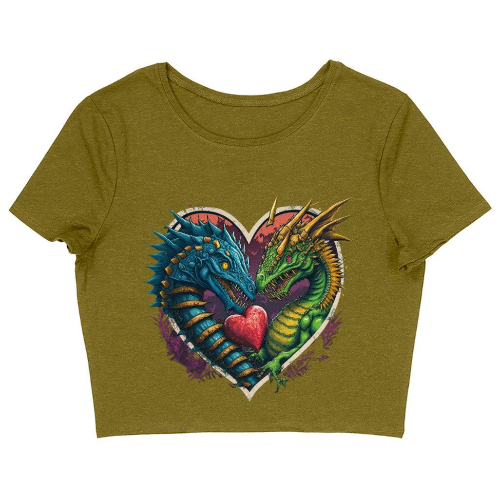 Animal Themed Women's Cropped T-Shirt - Dinosaur Graphic Crop Top - Colorful Cropped Tee - MRSLM