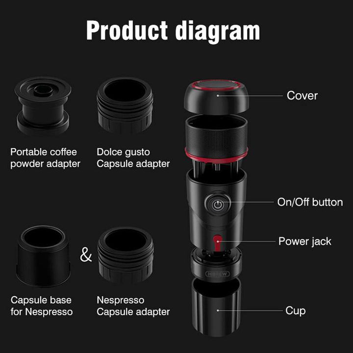 HiBREW ACM009 Multifunctional Portable Coffee Machine Coffee Powder Nespresso and Dolce Gusto Capsule - MRSLM