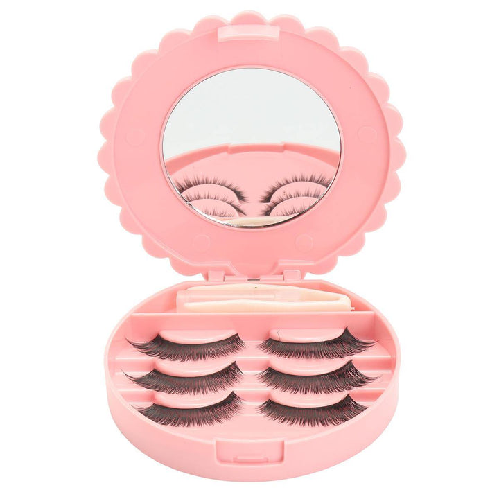 False Eyelash Set Fake Eyelashes Small Mirror Storage Box with Glue Tweezers - MRSLM