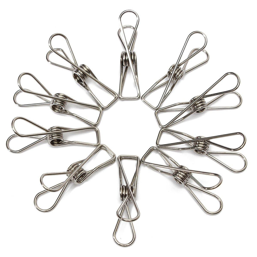 10Pcs Stainless Steel Clothes Pegs Hanging Pin Laundry Windproof Clips Home Clamps Clothespins - MRSLM